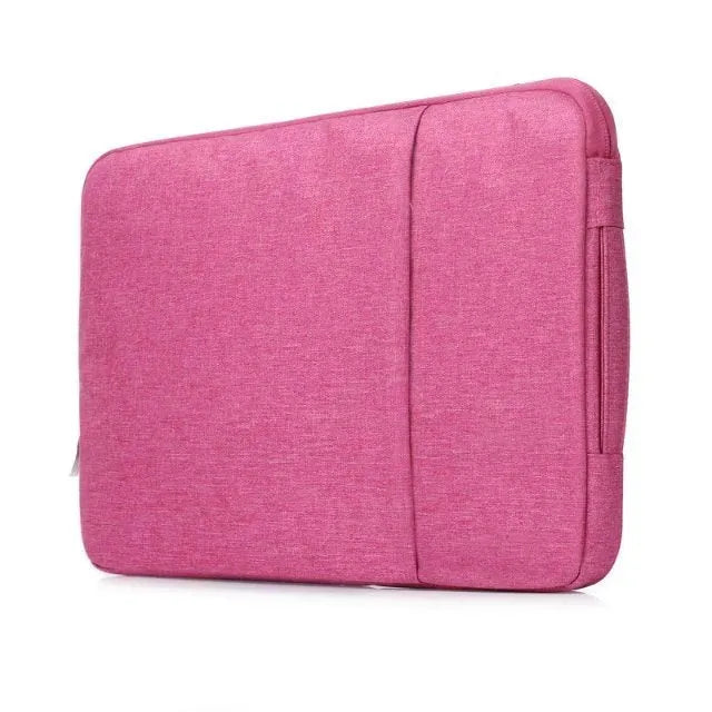 Grey canvas tablet case handbag open to show interior for a 12.9-inch device.