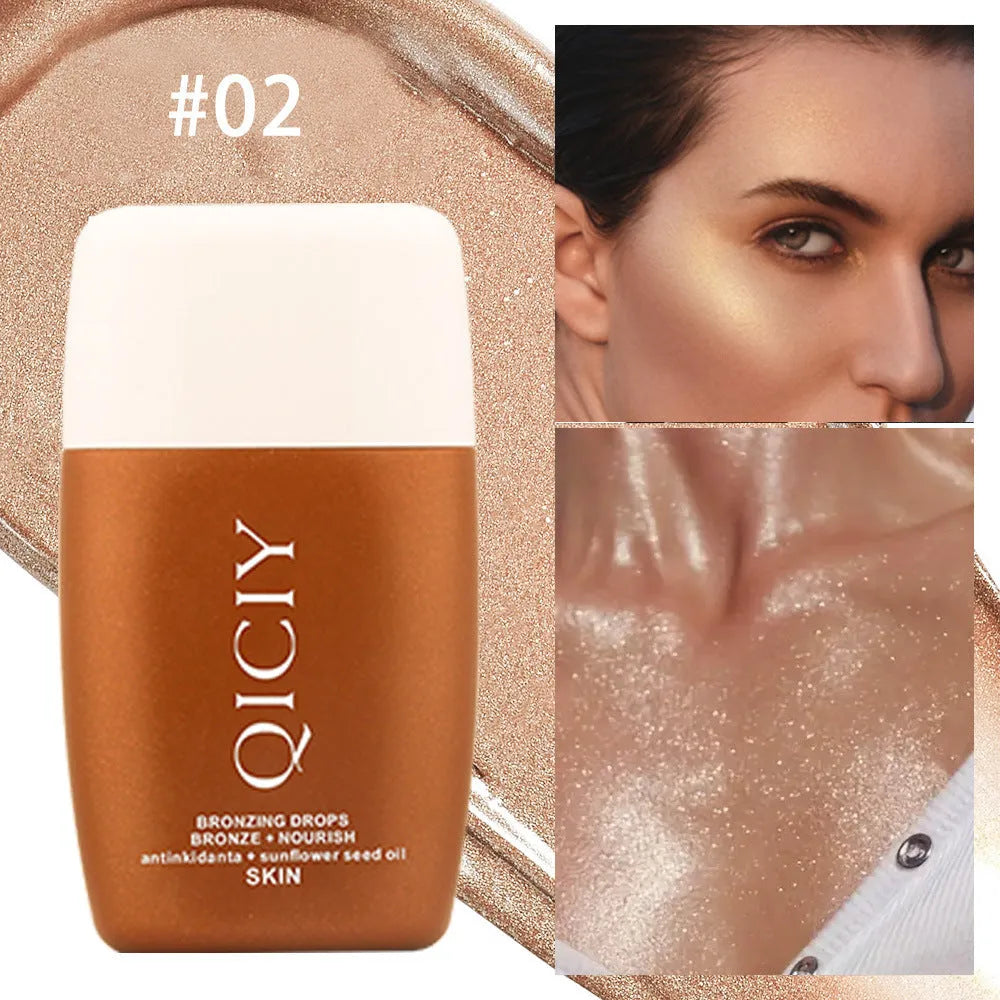 30ml face and body highlight contour liquid bottle with four shade options for natural brightening