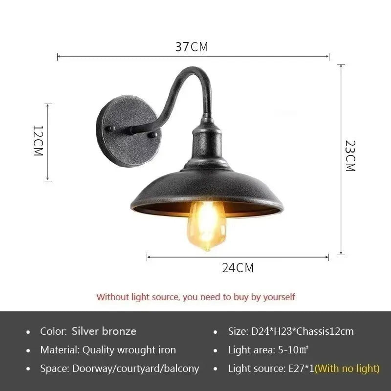 Retro villa courtyard wall lamp in copper or silver finish with modern simplicity design