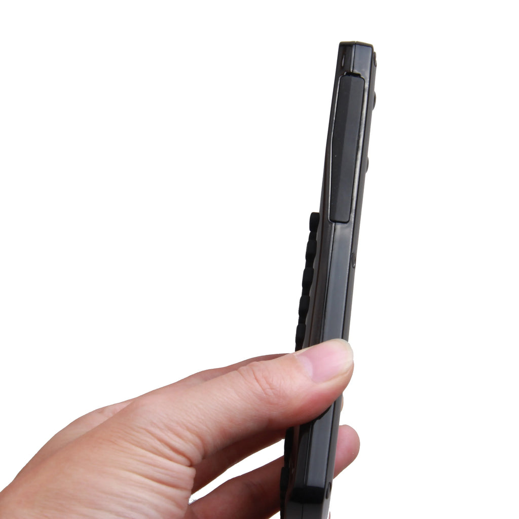 Black multifunctional e-book reader with adjustable wrist strap showing a 2.8cm screen displaying text