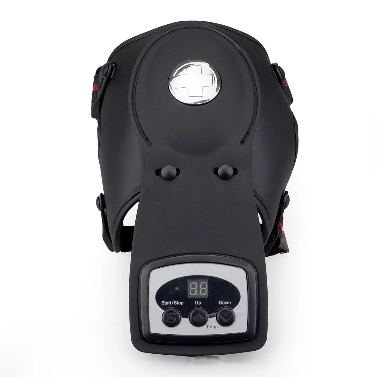 Knee and shoulder massager unit with infrared heat, knee pads, shoulder pads, and power adapter