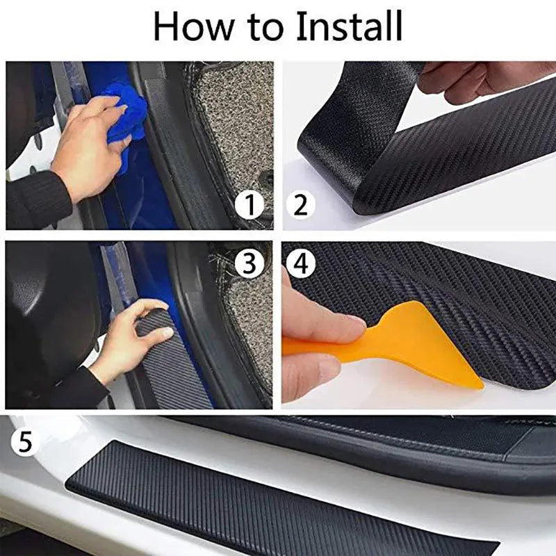 Matte 3D carbon fibre protection film roll for car door sills and bumpers in multiple width options