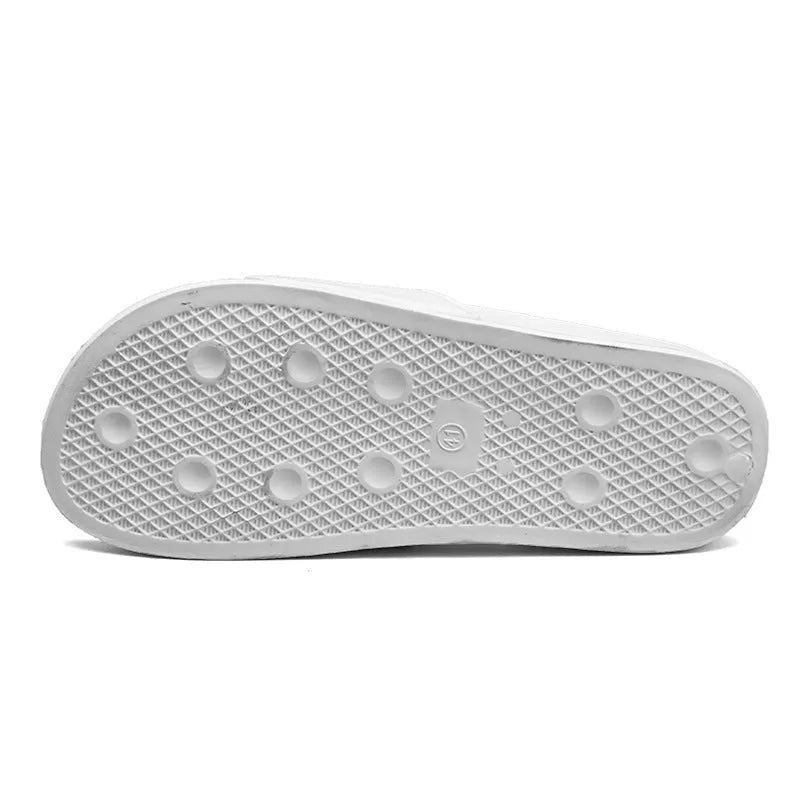 Men's open-toe personalised slippers with rubber sole in black and white colour options