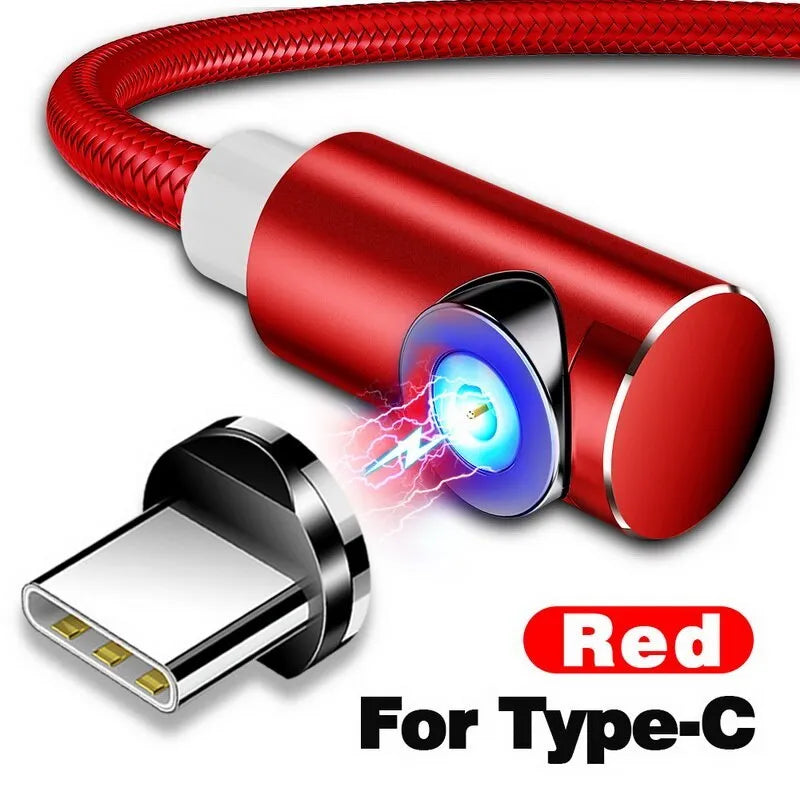 Black magnetic charging cable with aluminium alloy connectors and Micro USB, Type C, and Apple compatible magnetic tips.