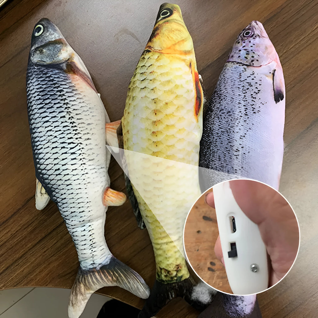 Electronic jumping fish simulation cat toy without catnip, 30cm multicolour PP material