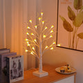 60cm tall white birch tree LED lamp with 24 small red detachable mushroom ornaments