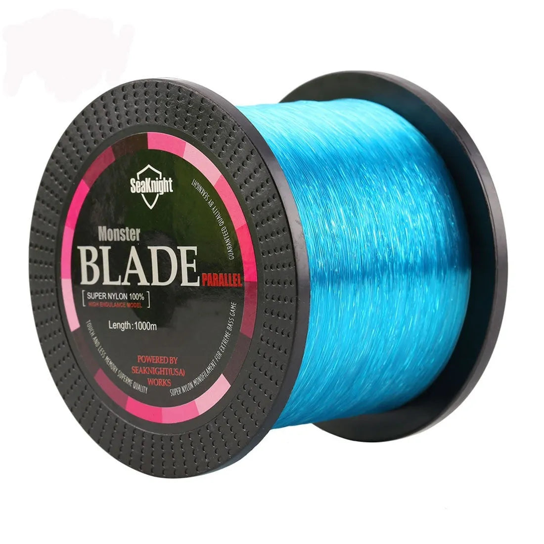 Seaknight1000 M spool of nylon monofilament fishing line in white, green, blue, yellow, or black.