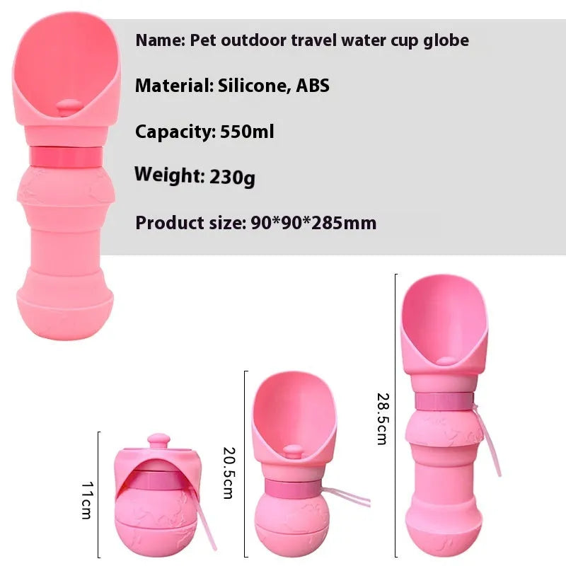 Collapsible silicone pet water cup in folded and unfolded positions showing colour options
