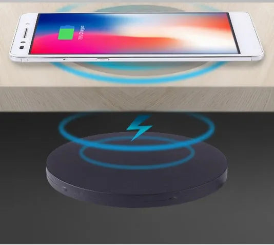60mm round wireless charging module for embedded installation in furniture surfaces