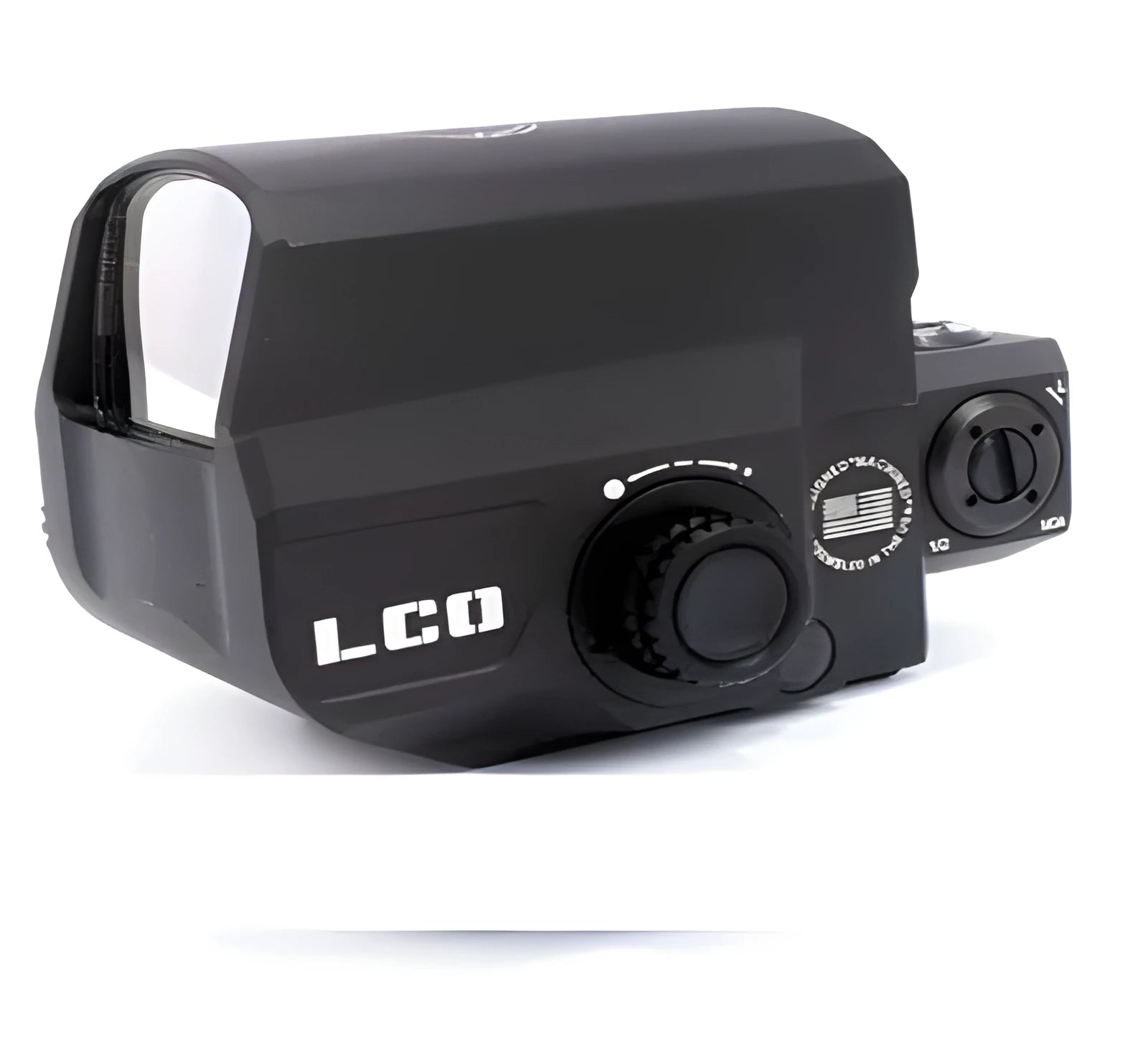 Tactical red dot sight with holographic reflex design and 20mm rail mount for rifles