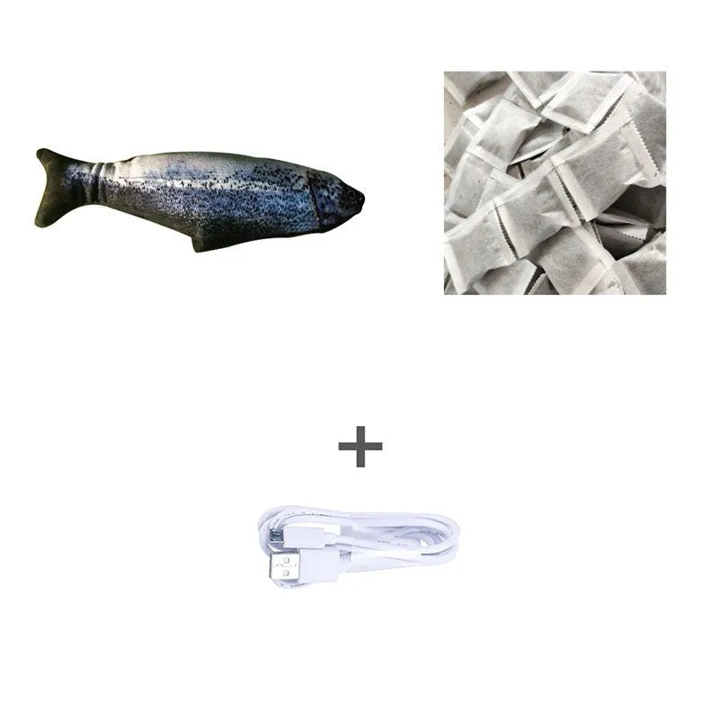 Electronic jumping fish simulation cat toy without catnip, 30cm multicolour PP material