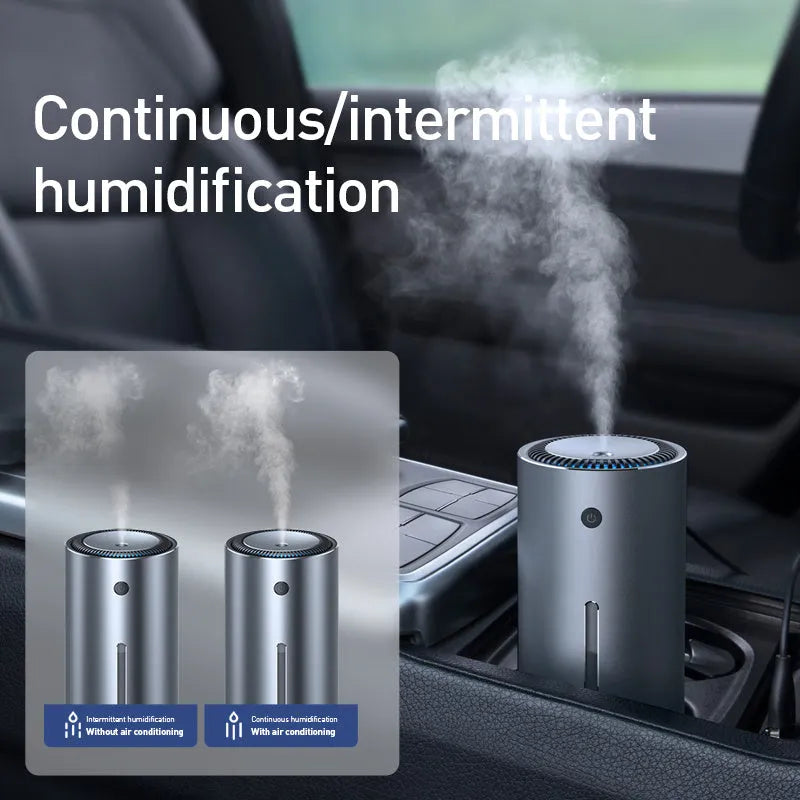 Black aluminum alloy car diffuser humidifier with USB connection removing 99.98% of dust and odours