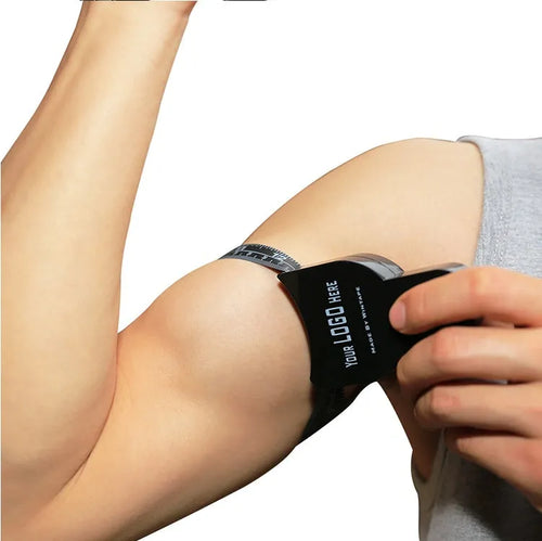 Black digital body fat calliper with sliding pointer and measurement gauge