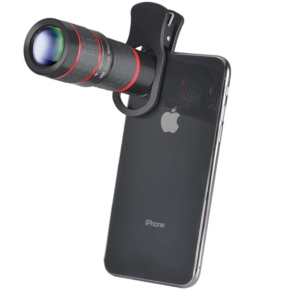 20x mobile phone telescope with universal clip and plastic housing for smartphone camera magnification
