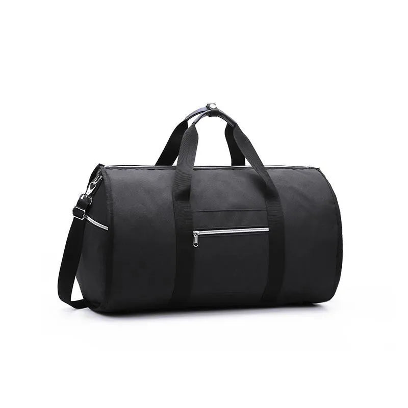 Medium-sized cylinder travel bag in red, light grey, blue, or black colour with zipper opening