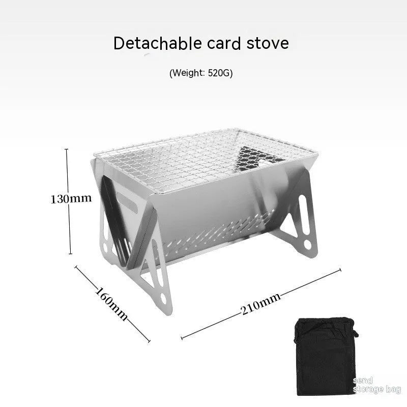 Large folding stainless steel barbecue oven body with grill rack for outdoor camping