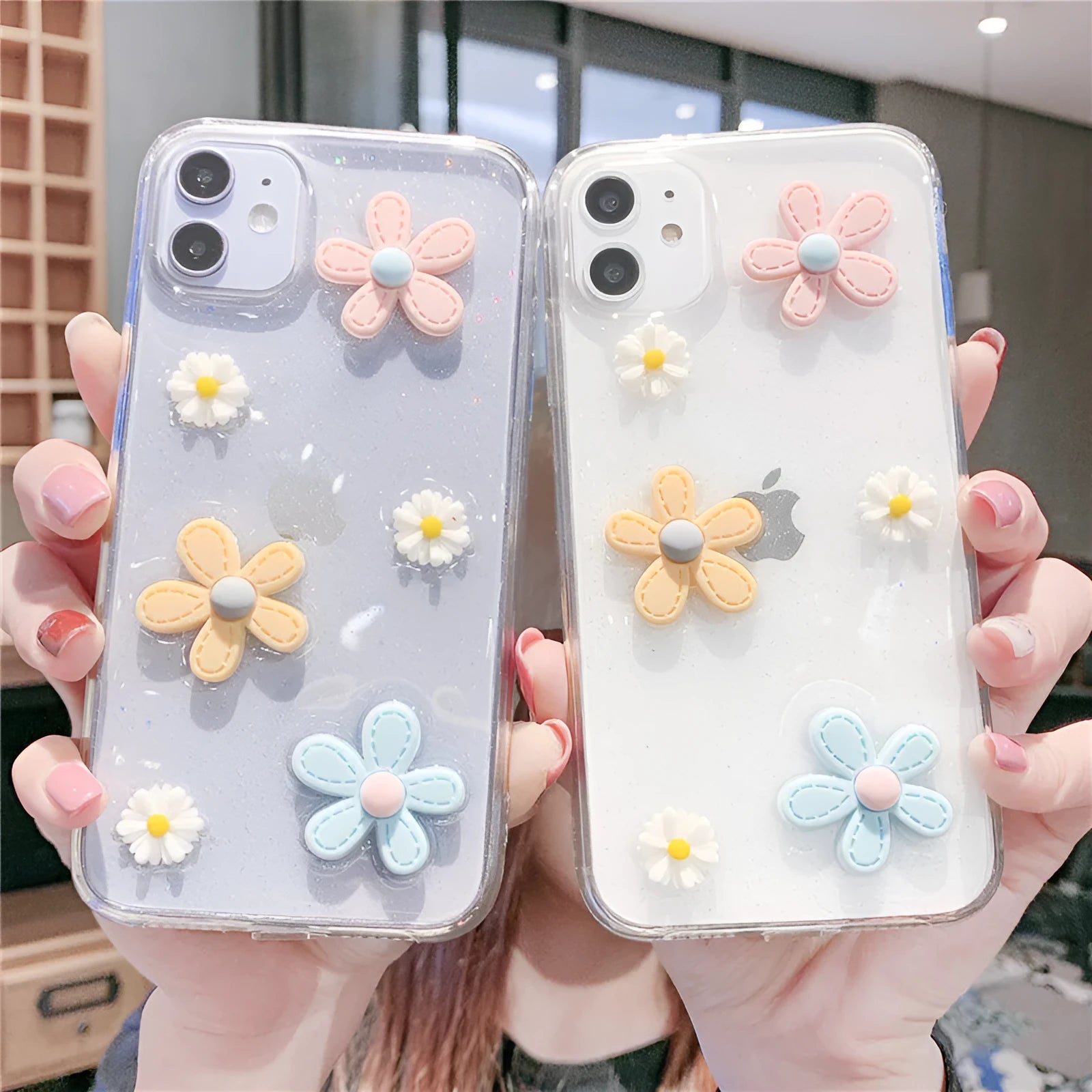 Soft rubber iPhone case with heart floral design compatible with multiple Apple iPhone models