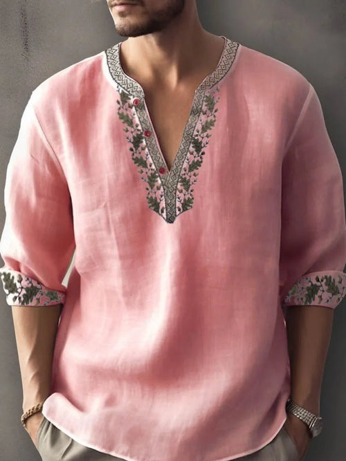 British style striped bamboo hemp shirt with 3D thermal transfer pattern for teenage summer wear
