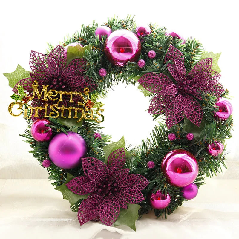 30cm plastic Christmas wreath in multiple colours including red gold blue pink purple silver