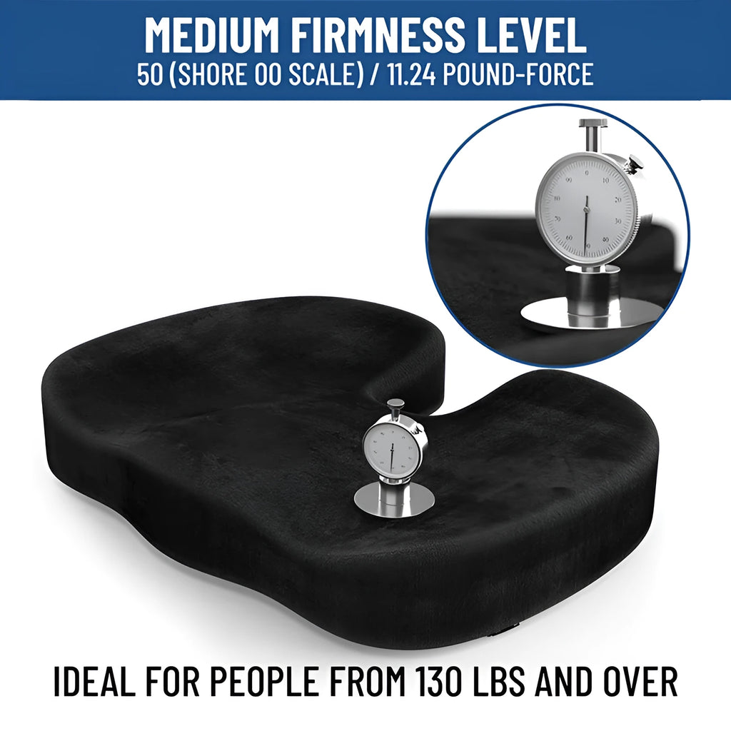 Black flannel memory foam office seat cushion with U-shaped design for adult use