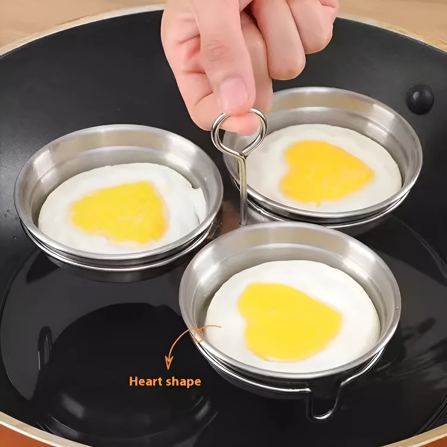 Stainless steel heart-shaped egg steamer with round mould for household egg cooking