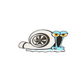 Colourful reflective snail cartoon sticker for car bumper, size 12cm by 8cm.