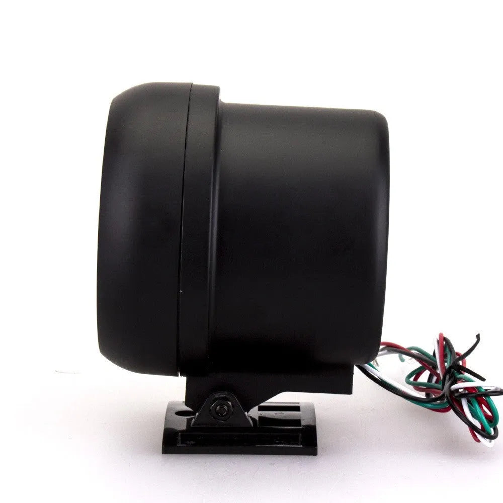 Black automotive tachometer with blue light pointer display showing RPM measurement scale