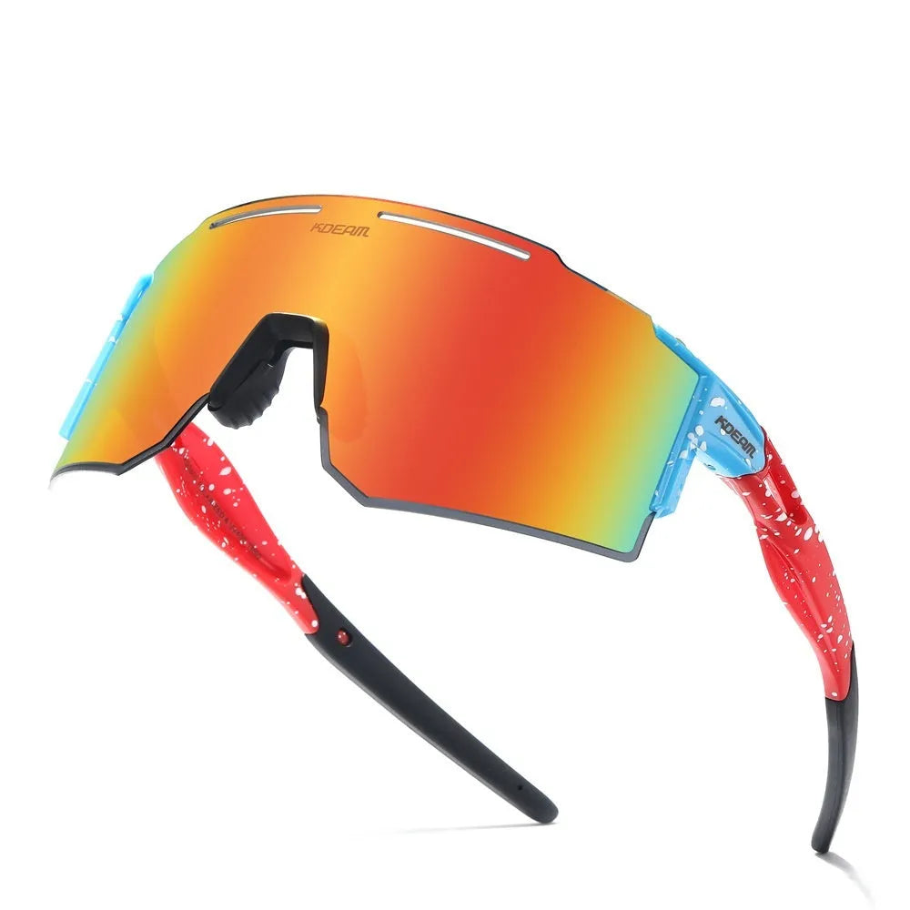 Polarized cycling sunglasses with TR90 frameless sports design in athletic colours