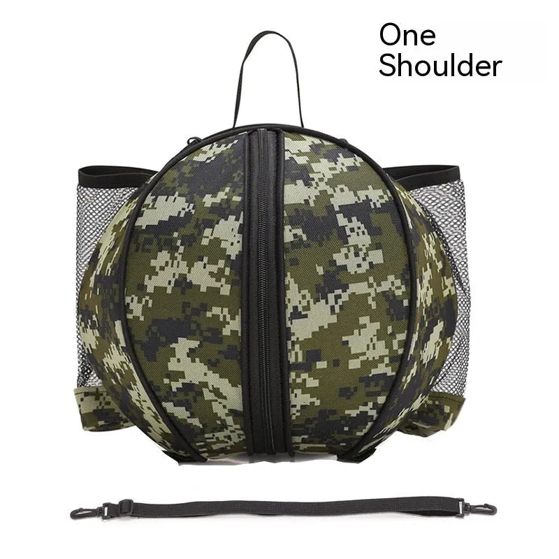 Black Oxford cloth basketball bag with a 9-litre capacity shown with both one-shoulder and two-shoulder strap options.