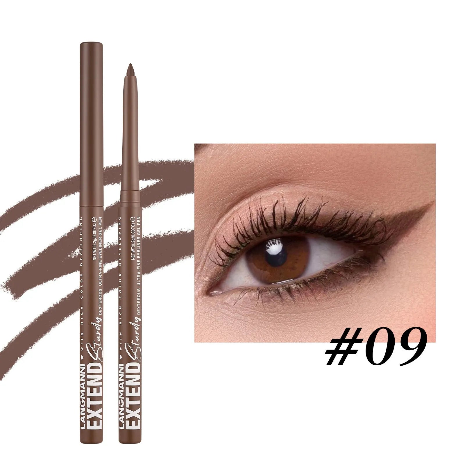 Set of 12 colourful gel glitter eyeliner pencils arranged showing metallic, matte, and glitter finishes.