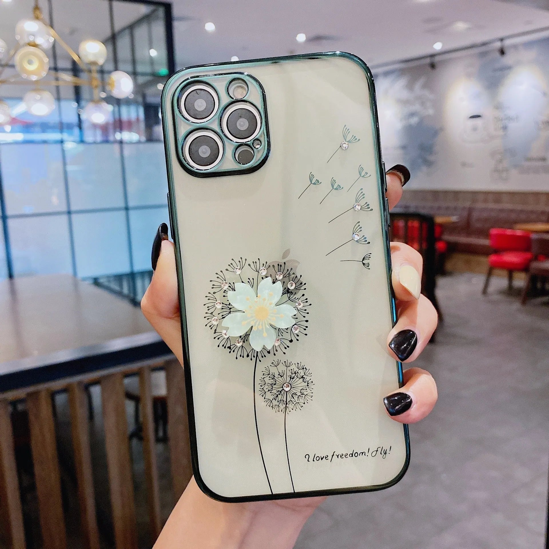 3D floral design iPhone case with spin stand holder in TPU material showing colour options