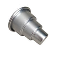 Three silver aluminium alloy cake moulds in large, medium, and small sizes with softcover