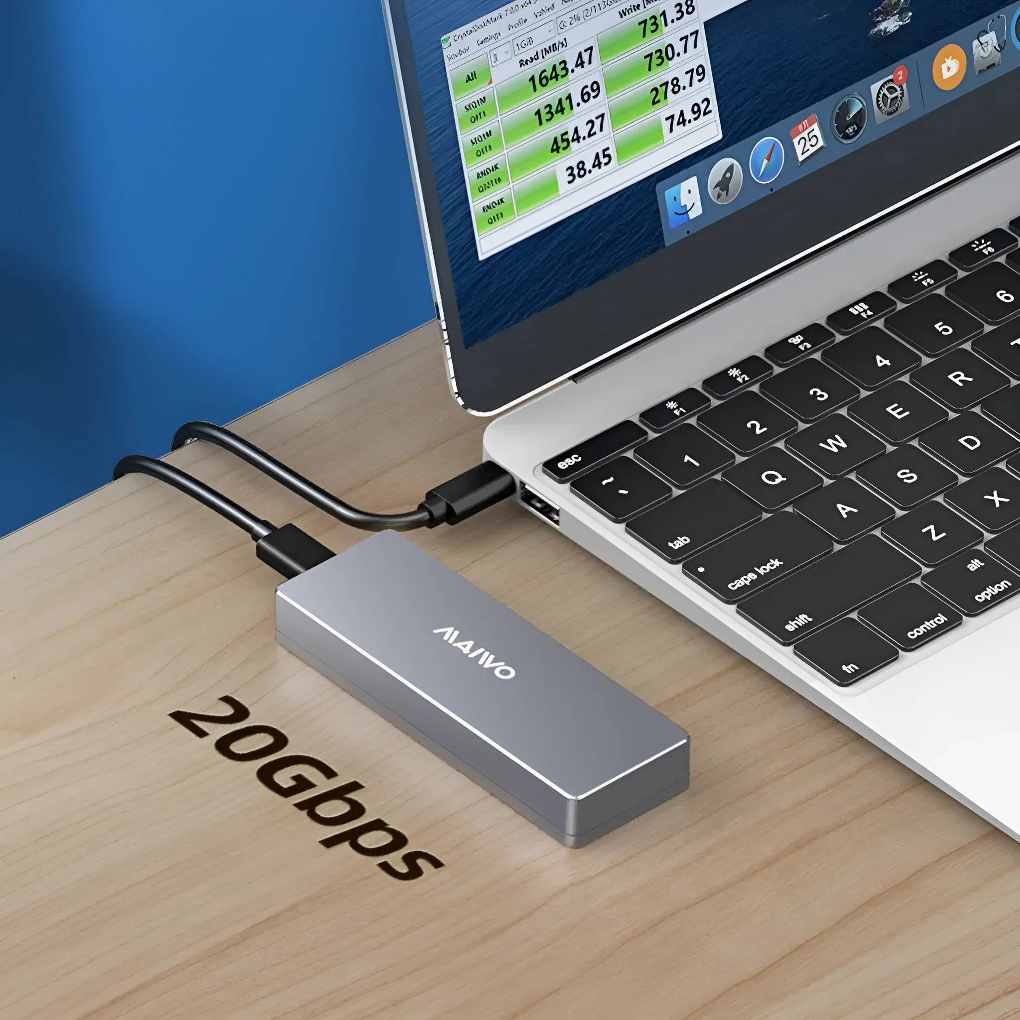 Aluminium alloy M.2 SATA SSD enclosure cartridge for laptops with screwdriver, screws, thermal pad, and USB-C cable.