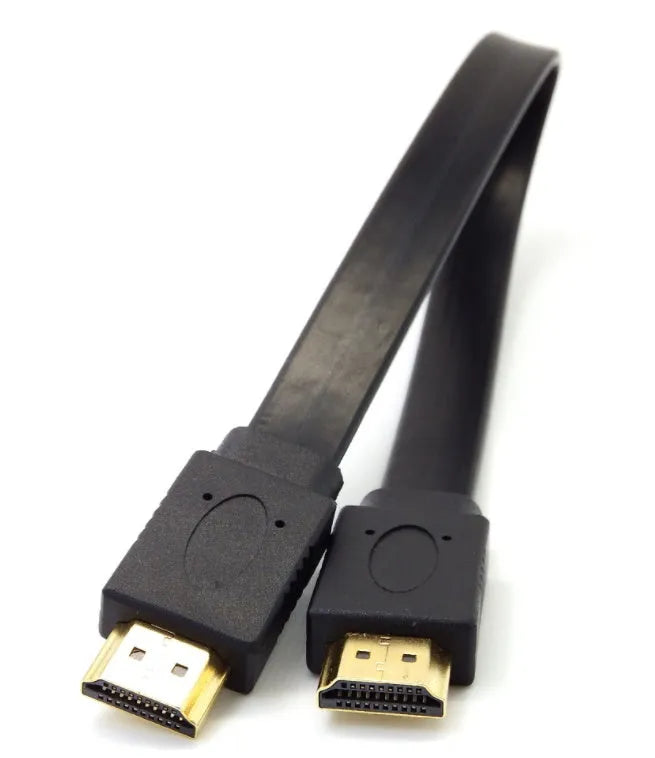 HDMI version 1.4 flat cable showing connectors and flexible flat wire design