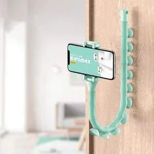 Flexible rubber phone holder with suction cup showing 62cm length and 360° rotation