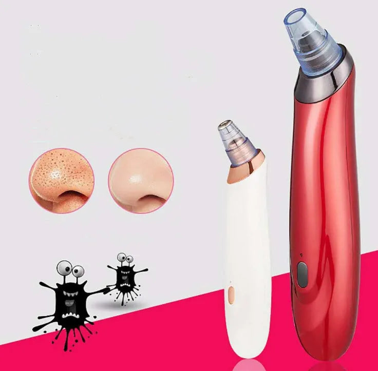 Electric blackhead removal device with multiple nozzle attachments for facial pore cleaning