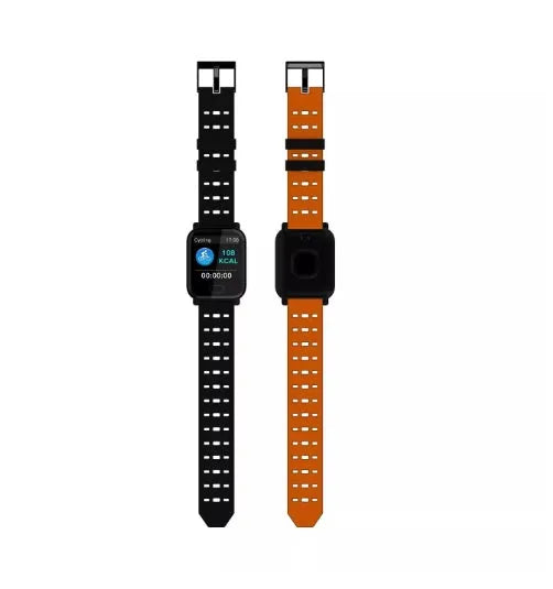 A6 smart bracelet with colour screen on wrist showing fitness data, silicone strap in choice of colours