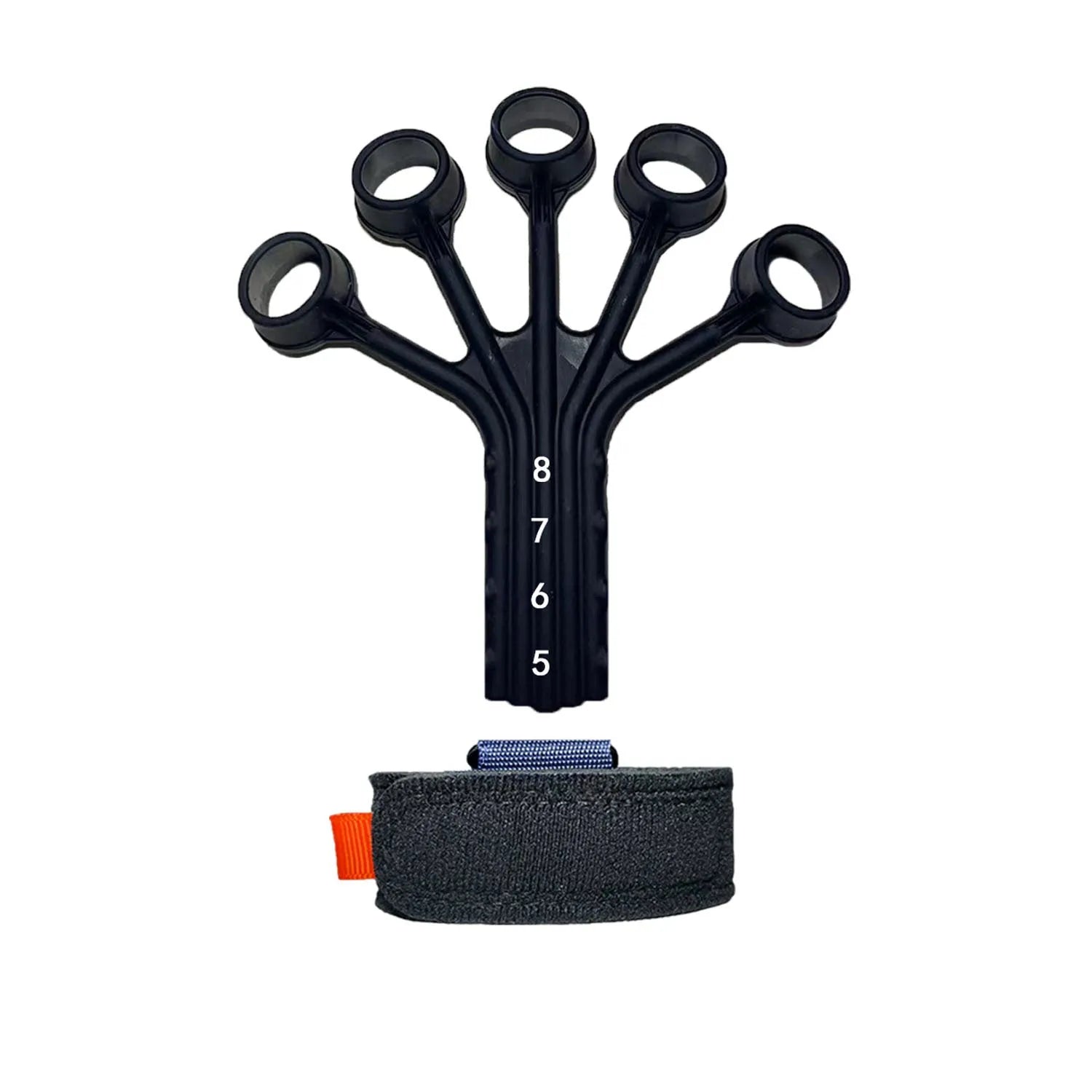 Black or grey silicone finger flexion and extension trainer with adjusting belt for adult hand rehabilitation
