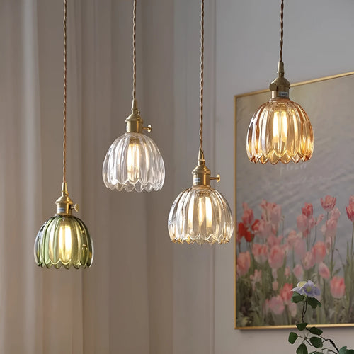 Vintage glass flower bedside chandelier in Nordic style with multiple colour options