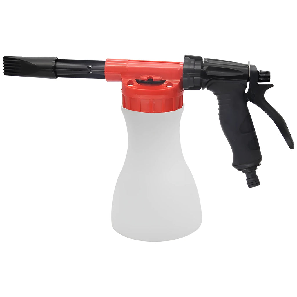 High pressure water gun with foam pot attachment for garden spraying