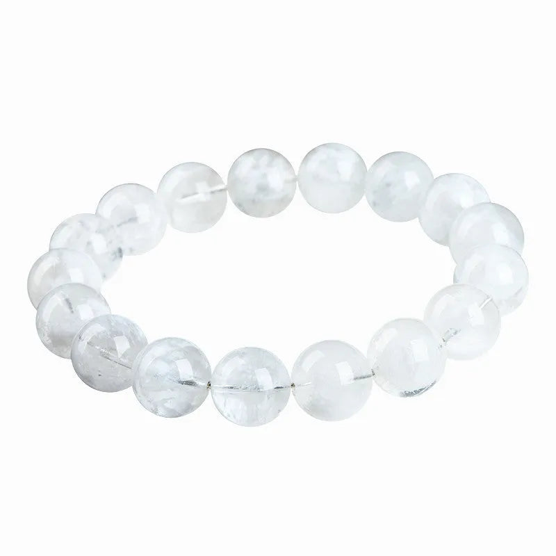 Women's crystal bracelet with natural blizzard snowflake round beads and ruyi xiangyun design elements