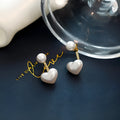 Korean style heart-shaped stud earrings with electroplated alloy and artificial gem inlay