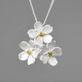 Myosotis Sylvatica forget-me-not flower sterling silver pendant with open mouth pastoral design