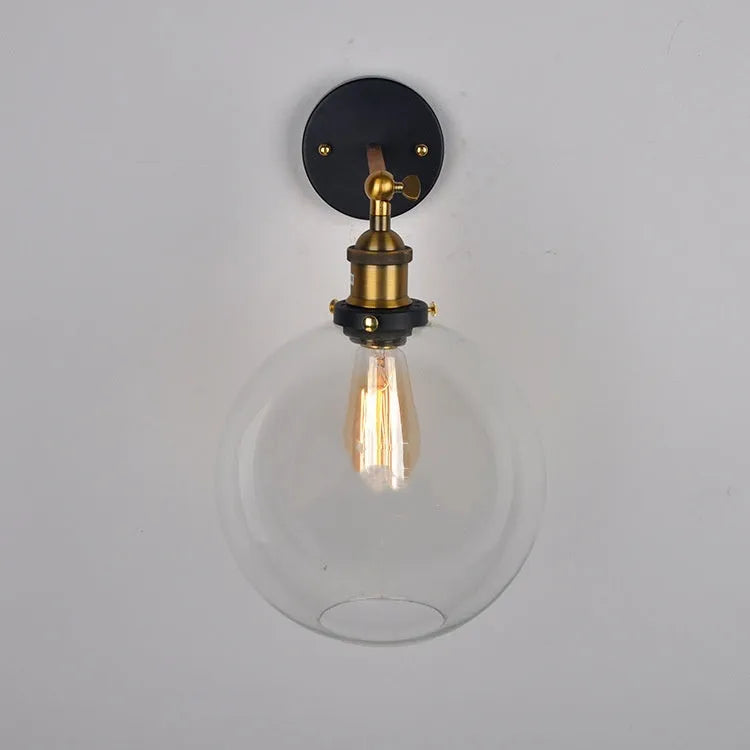 20cm spherical glass wall lamp with retro design for cafe or restaurant lighting