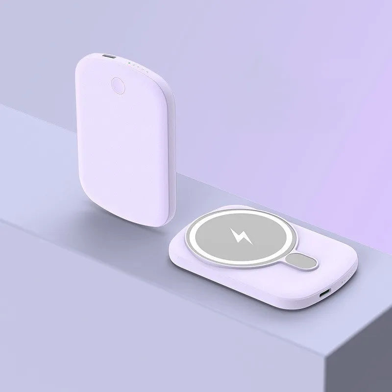 Magsafe magnetic wireless power bank in Barbie Pink, Gentleman's Black, Ivory White or Lightning Purple colours