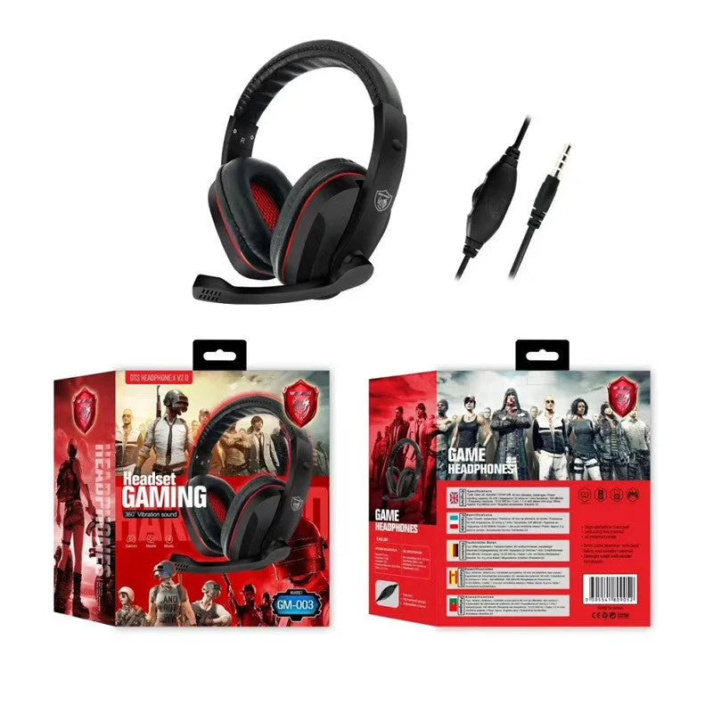 Black wired gaming headset with 40mm speakers and 6.3mm straight plug on 1.2m cable