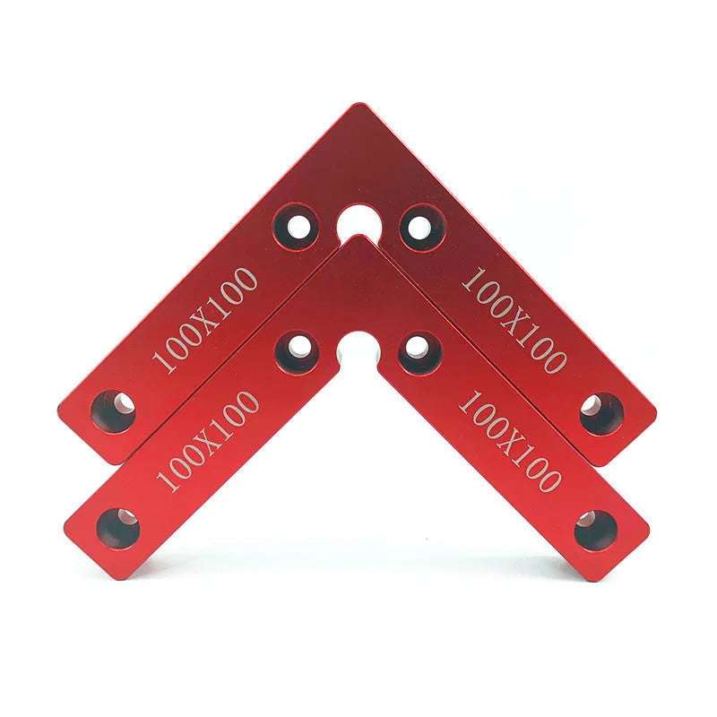 Aluminium woodworking right angle positioning block with scale markings for jigsaw fixtures
