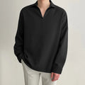 Men's loose lapels casual shirt in polyester blend fabric available in multiple colours