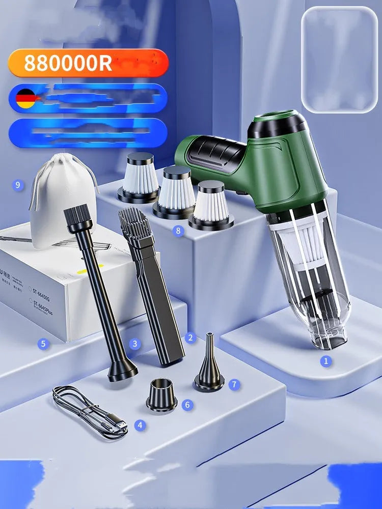 Wireless handheld car vacuum cleaner with nozzles and charging cable