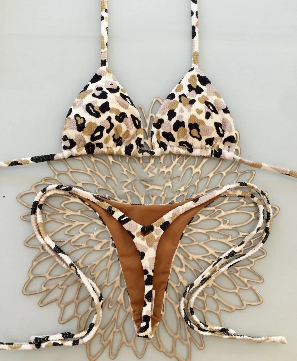 Women's printed bikini swimsuit in quick-dry nylon blend with cotton lining, shown in colour RT2110